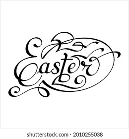Estilo de tinta de pluma dibujado a mano de Pascua, ilustración de arte de vectores manuscritos de palabra de pascua