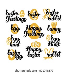 Easter Hand Drawn Quotes. Vector Illustration of Handwritten Lettering Spring Religious Holiday Design Elements.