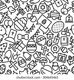 Easter Hand Drawn Seamless Iconic Pattern Background 