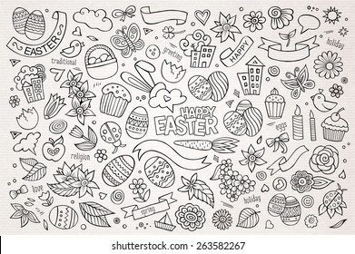 Easter Hand Drawn Vector Symbols And Objects