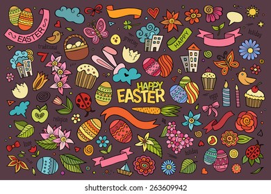 Easter hand drawn vector symbols and objects