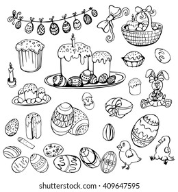 Easter hand drawn vector symbols and objects. Easter Doodle