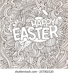 Easter hand lettering and doodles elements vector illustration 