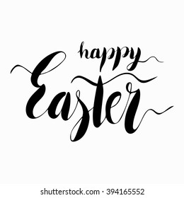 Easter Hand Written Calligraphic Text. Easter Text Hand Made. Greeting card text templates with Easter text isolated on white background. Happy easter lettering modern of calligraphy style. 