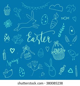 Easter handsketched vector collection with hand drawn lettering