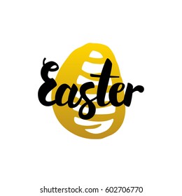 Easter Handwritten Calligraphy. Vector Illustration of Lettering Spring Holiday Design Element.