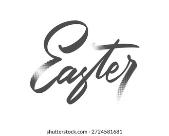Escrita à mão da Páscoa escrita com traçados de pincel e textura de meio-tom, tipografia moderna para férias de primavera e projetos sazonais. Trending Easter Calligraphy Letterings (em inglês).: Ilustração de vetor