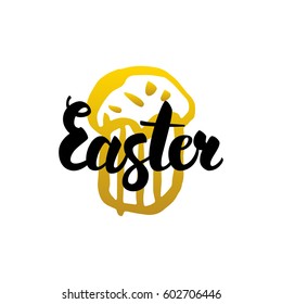 Easter Handwritten Lettering. Vector Illustration of Calligraphy Spring Holiday Design Element.