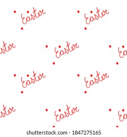 Easter handwritten text, vector seamless pattern background. Art continuous illustration. Hand drawn abstract art modern