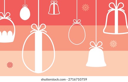 Ornamentos colgantes de Pascua ilustración de fondo de diseño plano