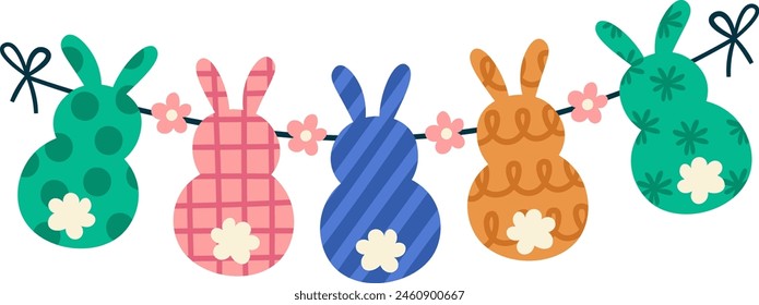 Easter Hanging With Rabbits Vector Illustration