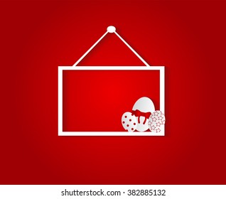 easter hanging sign vector with eggs