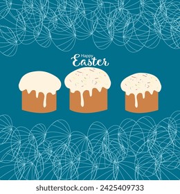 Easter, happy Easter, cake, pastries, cakes with icing and sprinkles. easter egg, painted eggs, easter egg silhouette. use it for the design of posters and posters, for the design of posts and stories