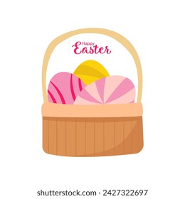 Ostern, frohe Ostern, Ostereierkorb. Osterei, gefärbte Eier. Verwende es, um Poster und Poster zu entwerfen, um Posts und Geschichten zu entwerfen