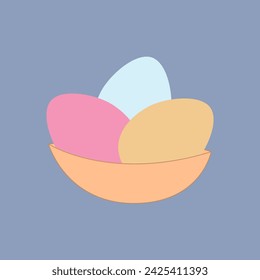 Pascua, feliz Pascua, huevo de Pascua, huevos de colores, huevos en una taza, utilícelo para el diseño de carteles y carteles, para el diseño de publicaciones e historias