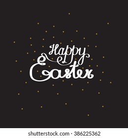 easter happy sunday day background card holiday vector art hand lettering text dark black