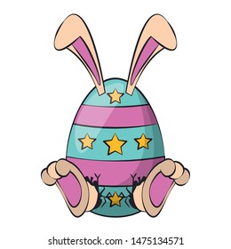 easter happy tradition spring celebration bunny rabbit egg cartoon vector illustration graphic design