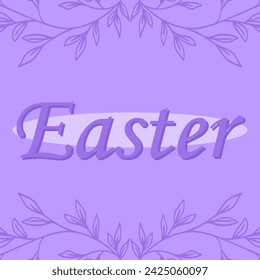 Easter. Happy Easter. Vector illustration. Flat Simple. Silhouette. Rabbit silhouette. Easter eggs silhouette. Easter eggs. Silhouette of a flower.