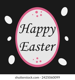 Easter. Happy Easter. Vector illustration. Flat Simple. Silhouette. Rabbit silhouette. Easter eggs silhouette. Easter eggs. Silhouette of a flower.