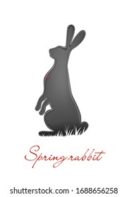 Easter hare concept, Easter rabbit in grey color with red bug, new look on Easter holiday symbol, vector