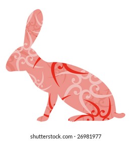 easter hare on white background