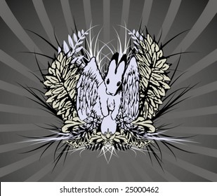 Easter hare theme emblem, hand drawn, elements separate