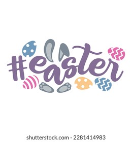 Easter hashtag design with eggs and bunny for Easter celebration