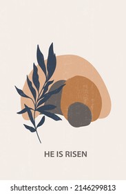 Easter he is risen boho minimalist printable wall art abstract home decor print, vector