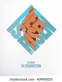 Easter. He Is Risen. Celebrate the Resurrection. Vector Illustration on White / Gray Background