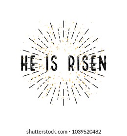 Easter, He is risen, in flat design on a white background