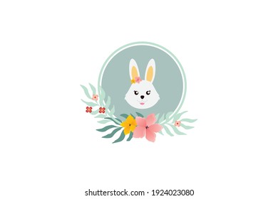 Easter Head Rabbit Blue  Illustration