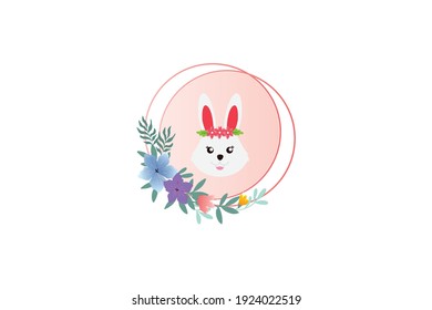 Easter Head Rabbit Pink Illustration