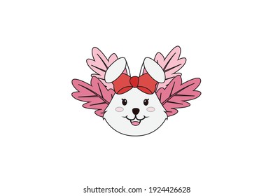 Easter Head Rabbit Ribbon Illustration