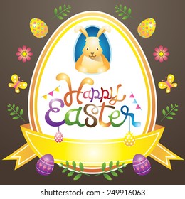 Easter Heading Label with Eggs and Icons