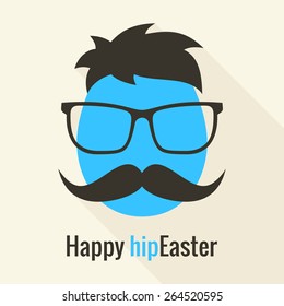 Easter hipster egg character with glasses and mustache