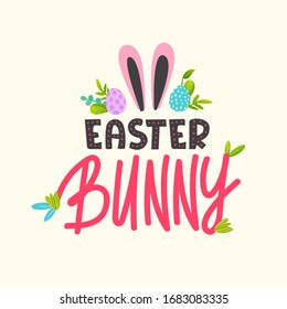 Easter holiday ad decorative hand drawn lettering. Vector text design for greeting and advertising products.