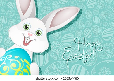 Easter Holiday Background with  Egg and Rabbit