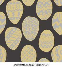 Easter Holiday background, seamless patterns of hand drawn eggs