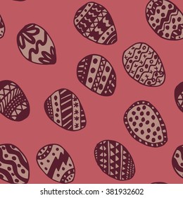 Easter Holiday background, seamless patterns of hand drawn eggs