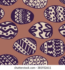 Easter Holiday background, seamless patterns of hand drawn eggs