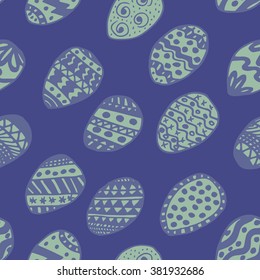 Easter Holiday background, seamless patterns of hand drawn eggs