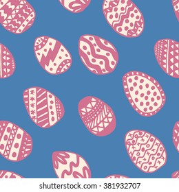 Easter Holiday background, seamless patterns of hand drawn eggs