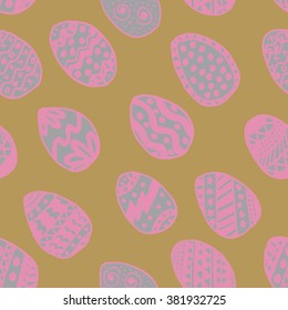 Easter Holiday background, seamless patterns of hand drawn eggs
