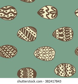 Easter Holiday background, seamless patterns of hand drawn eggs