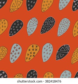Easter Holiday background, seamless patterns of hand drawn eggs