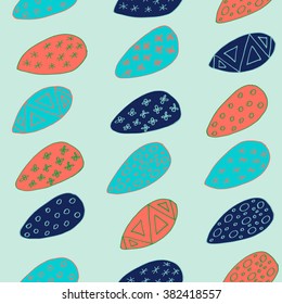 Easter Holiday background, seamless patterns of hand drawn eggs