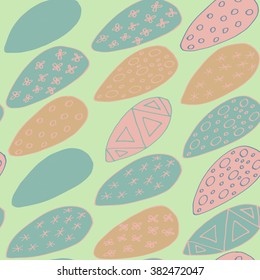 Easter Holiday background, seamless patterns of hand drawn eggs