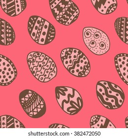 Easter Holiday background, seamless patterns of hand drawn eggs