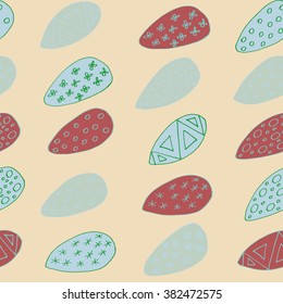 Easter Holiday background, seamless patterns of hand drawn eggs