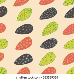 Easter Holiday background, seamless patterns of hand drawn eggs